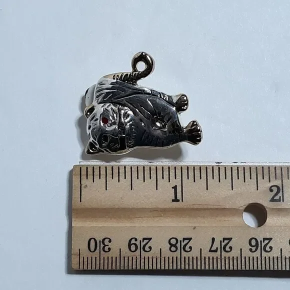 Silver Tone Tiger Earrings & Pendant/Pin Set Statement Best Brand Wild Animal - Picture 10 of 11